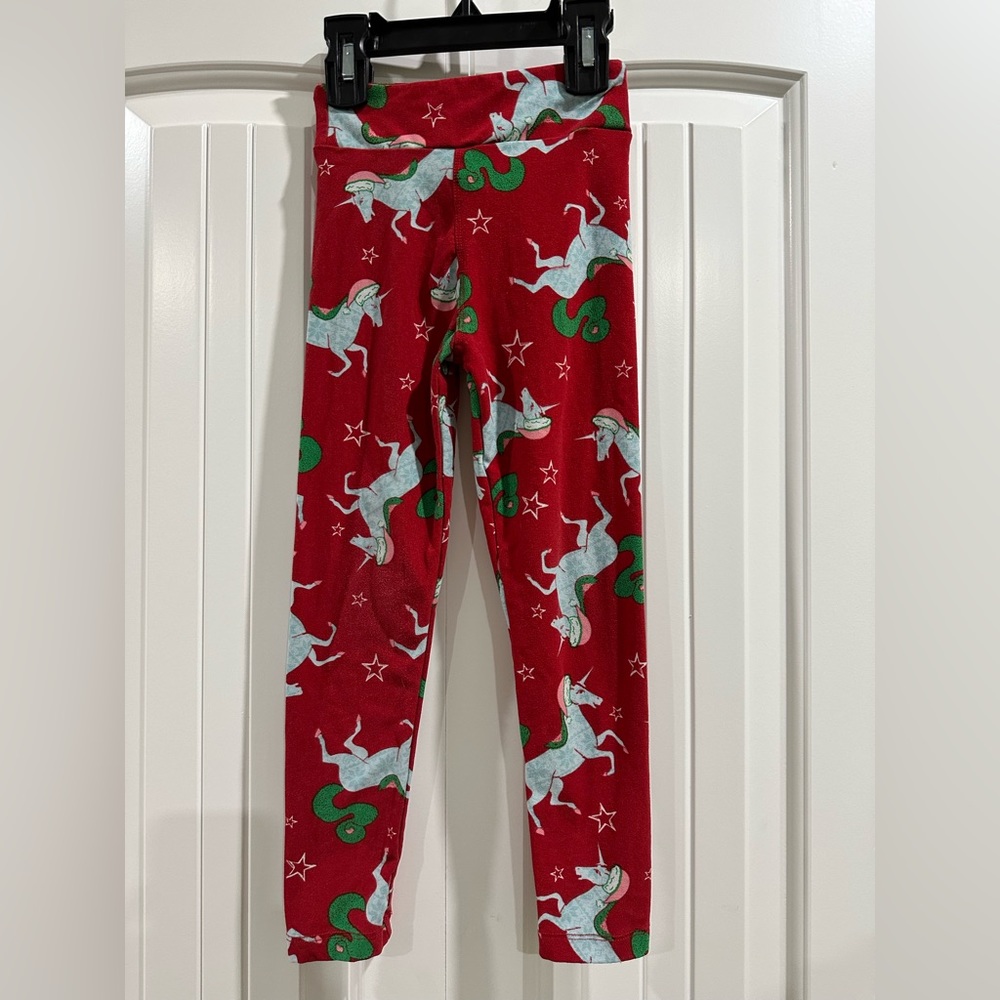 Lularoe leggings S/M Christmas unicorn 4T/5T Santa hat soft